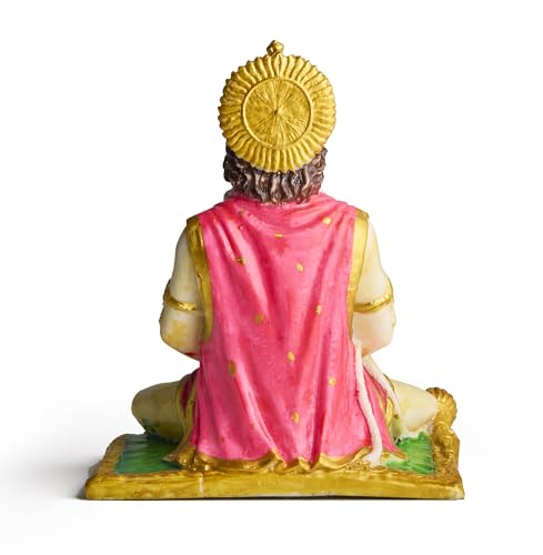 ESPLANADE Resin Hanuman Idol for Car Dashboard Ð Bajrangbali Murti in Sitting Blessing Pose for Home Temple & Office DŽcor, Multicolour Sankat Mochan Miniature Desk Statue (7" Inches)