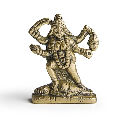 ESPLANADE Brass Maa Kali Murti for Car Dashboard – Goddess Kali MATA Idol for Home Temple, Office Desk, Religious Figurine (2.7" Inches)
