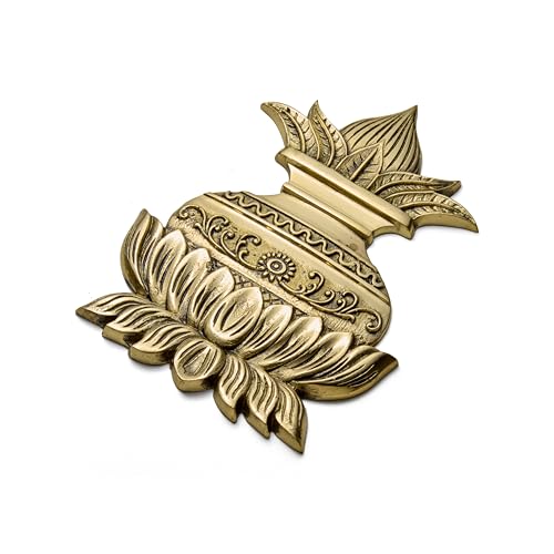 ESPLANADE Brass Kalash Wall Hanging with Shriphal Coconut - Traditional Door Decor, Housewarming Gift, Solid Heavy Brass Handcrafted Pooja Room Wall Art, Home Decor