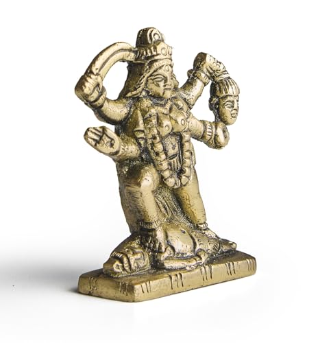 ESPLANADE Brass Maa Kali Murti for Car Dashboard – Goddess Kali MATA Idol for Home Temple, Office Desk, Religious Figurine (2.7" Inches)