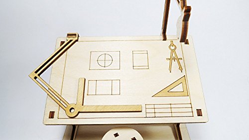 StonKraft Wooden 3D Puzzle Miniature Drafting Table - Home Decor, Construction Toy, Modeling Kit, School Project - Easy to Assemble