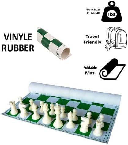 StonKraft 18.2'' x 18.2'' Tournament Roll Up Vinyl Chess with Pieces - Ideal for Professional Players