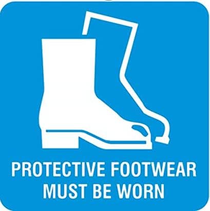 eSplanade Protective Footwear Sign Decal Sticker - Easy to Mount Weather Resistant Long Lasting Ink Size (5" x 5")