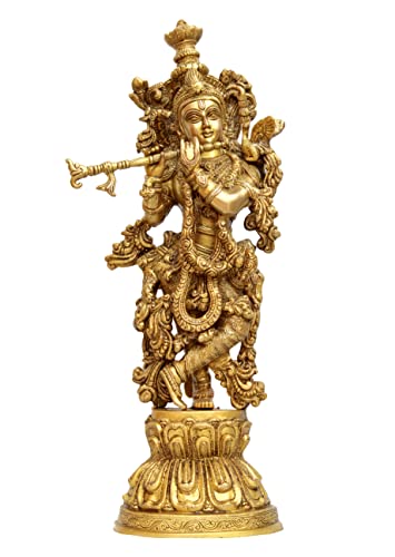 eSplanade - Brass Radha Krishna - Big Size - Brass Radha Idol Statue Sculpture (21") (Krishna Antique)