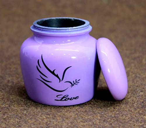 eSplanade Metal Mini Cremation Urn Keepsake Memorial Jar Pot Container | Small Urn for Funeral Ashes Burial | Printed Metal Keepsake