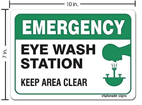 eSplanade Emergency Eye Wash Station Sign Sticker Decal - Easy to Mount Weather Resistant Long Lasting Ink (Size 10"x7")