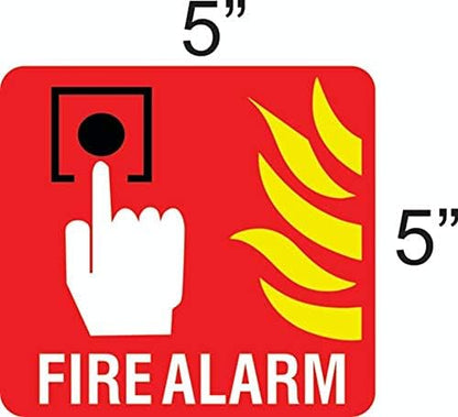 eSplanade Fire Alarm Sign Decal Sticker - Easy to Mount Weather Resistant Long Lasting Ink Size (5" x 5")