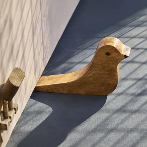 Esplanade Mango Wood Bird Door Stopper – Wooden Door Wedge, Cute & Functional Home Décor Item (Mango Wood Bird Stopper)