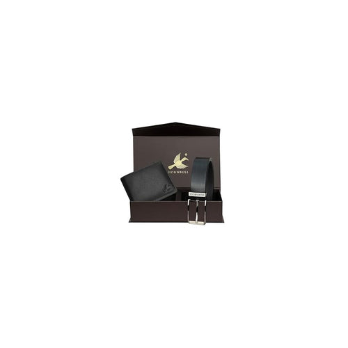 HORNBULL Mens Gift Combo Black Wallet and Belt | RFID Wallet Gift Combo for Men | Wallet for Men BW104118 (Black Wallet+Black Belt)