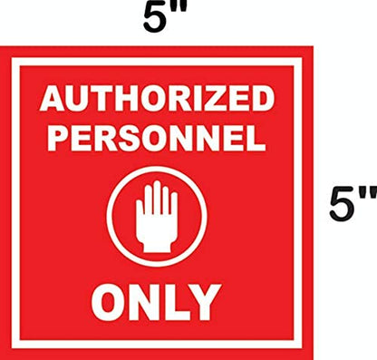 eSplanade Authorized Person Only Sign Decal Sticker - Easy to Mount Weather Resistant Long Lasting Ink Size (5" x 5")