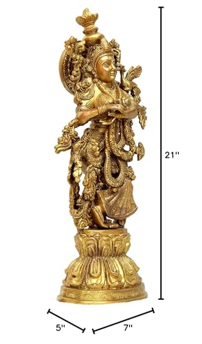 eSplanade - Brass Radha Krishna - Big Size - Brass Radha Idol Statue Sculpture (21") (Krishna Antique)