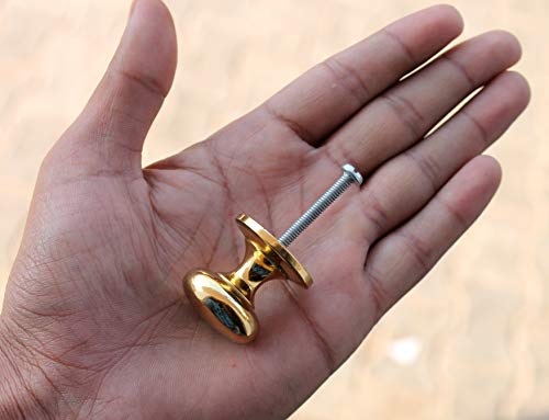 eSplanade Pair of Brass Cupboard Knobs Polished & Lacquered | Hanging Hooks | Holder | Wall Hooks | Coat Hooks (2 CM & 3 CM)