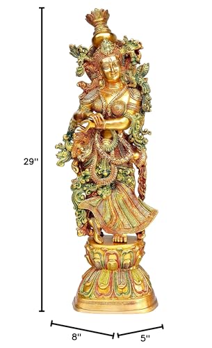 eSplanade - Brass Lord Krishna Kishan Murti Idol Statue Sculpture - 29" Inches - Very Big Size