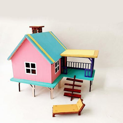 StonKraft Wooden 3D Puzzle Beach House - Home Decor, Construction Toy, Modeling Kit, School Project - Easy to Assemble