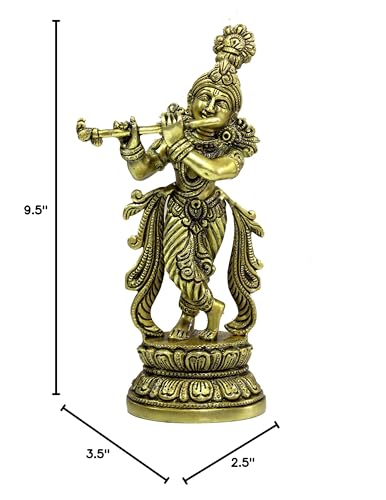 eSplanade - Krishna Kishan Gopal Gopala Morpankh Idol Murti Statue Sculpture | Wall Decor - Brass