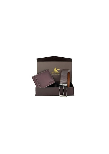 HORNBULL Leather Men's Combo Brown Wallet and Belt | Gift Combo for Men's | Diwali Gift Hamper Set for Men's | Wallets Men's Bw6995