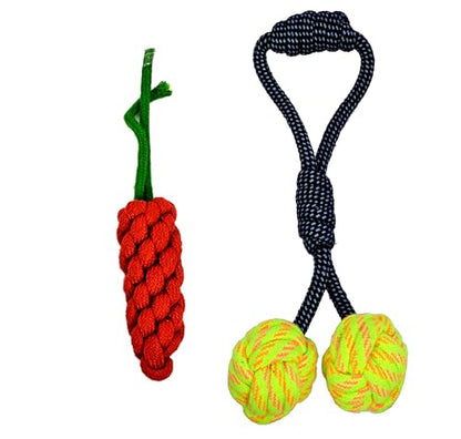 StonKraft Dog Toys Chew Products Set – Puppies Teething Rope Toys Pack, Games for Pets | Suitable for All Dogs, Non-Toxic, Washable & Safe for Pets | Colourful, Bouncy & Fun (Set 2)