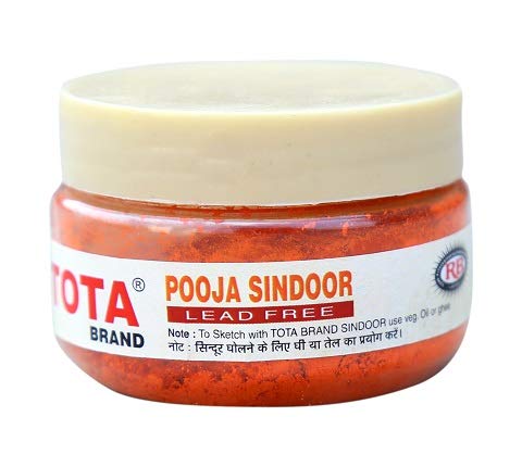 Tota Sindoor for Pooja, Tilak, Hanumanji and Ganesh ji Puja | 100% Lead Free | Pack of 4 (20gm x 4) | Colour - Orange