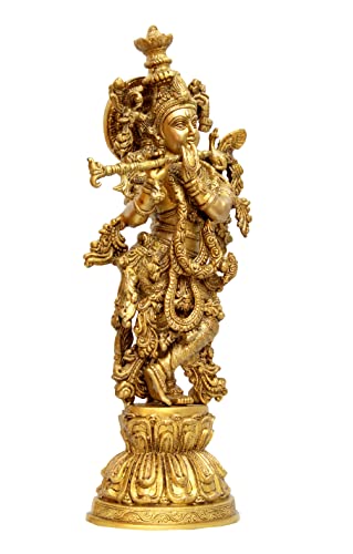 eSplanade - Brass Radha Krishna - Big Size - Brass Radha Idol Statue Sculpture (21") (Krishna Antique)