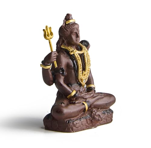 ESPLANADE Resin Shiv Murti for Car Dashboard ÐBholenath Idol for Home Temple & Office Desk DŽcor, Shiva Shankar Miniature Statue for Mandir (3" Inches)