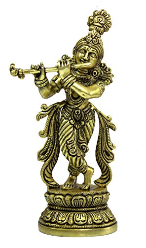 eSplanade - Krishna Kishan Gopal Gopala Morpankh Idol Murti Statue Sculpture | Wall Decor - Brass