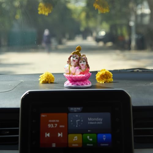 ESPLANADE Murti for Car Dashboard Ð Ashirwad Idol for Home Temple, Office DŽcor Ð Resin Figurine (Radha Krishna)