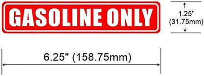 Outdoor/Indoor (3 Pack) 6.25" X 1.25" GASOLINE ONLY Sign Label Sticker Decal For Fuel Gas Can Car Vehicle Tank - Back Self Adhesive Vinyl