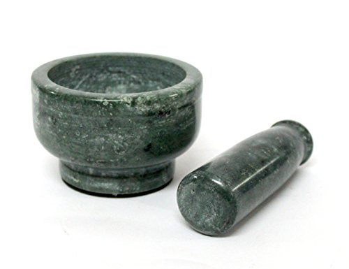 KLEO 4" Diameter Natural Stone Mortar and Pestle Set as Spice Grinder, Medicine Masher (Black)