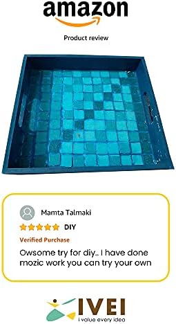 IVEI Do-it-Yourself Square Tray with Plain Round MDF Coasters Set of 6- for Activity - decoupage - DIY Circle MDF Coasters - DIY Tray (11.5in X 11.5in)