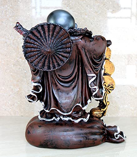 eSplanade Resin Laughing Buddha Statue | Feng Shui Figurine Showpiece for Living Room Home Office Decoration and Gift -16" inches (Big Size) (Black)