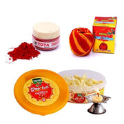 Tota Combo of Kumkum Roli, Cow Ghee Wicks and Moli Kalawa for Pooja Thali, Hawan, Tilak - Pack of 3 Indian Puja Items