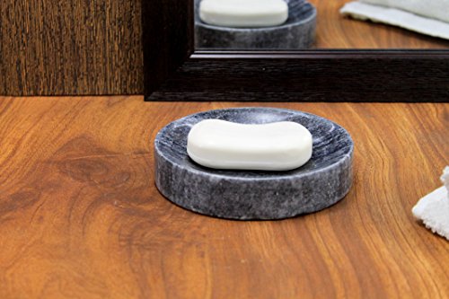 KLEO Stone Soap Dish - Rigged Design | Water Absorbent | Natural Stone | Soap Holder | Soap Tray | Soap Case | Luxury Bath Accessories