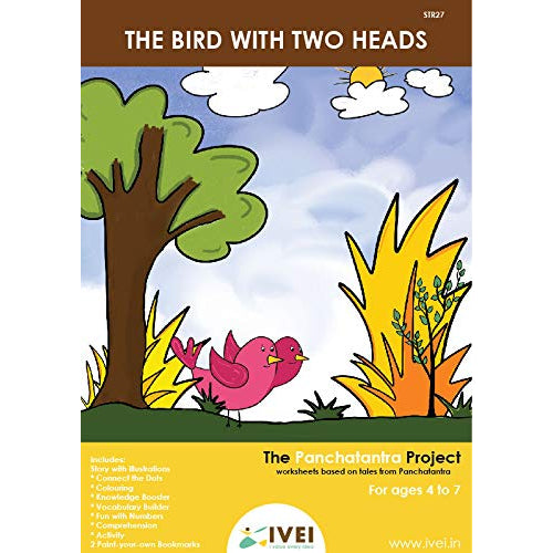 IVEI Panchatantra Story Kids Learning Book - Workbook and 2 DIY Bookmarks - Colouring Activity Worksheets - Creative Fun Activity and Education for Kids - The Bird with Two Heads ( Age 4 to 7 Years )