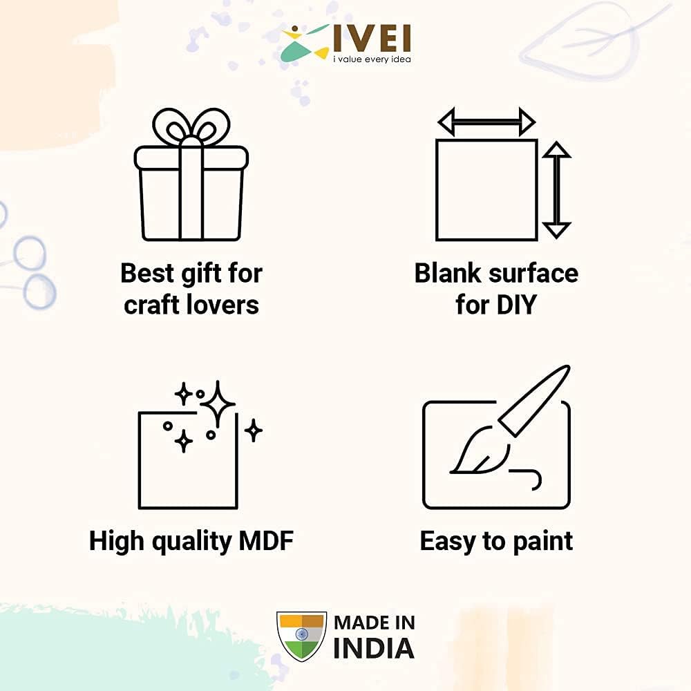 IVEI Do-it-Yourself Tray with Plain MDF Coasters Set of 6- for Activity - decoupage - DIY MDF Coasters - DIY Tray (10in X 9in - Heart Coasters)