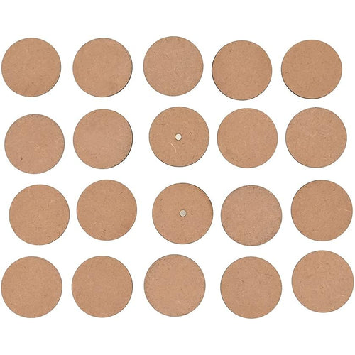 IVEI DIY MDF Wood Sheet Round Craft Magnet - Plain MDF Fridge Magnet Blanks Cutouts - Set of 20 with 3mm - 2in Diameter for Painting Wooden Sheet Craft, Decoupage, Resin Art Work & Decoration