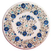 15" Round Handcrafted Indian Marble Pietre Dure Pietra Dura Coffee Corner Table Top (No Stand)
