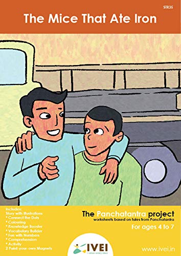 IVEI Panchatantra Story Kids Learning Book - Workbook and 2 DIY Magnets - Colouring Activity Worksheets - Creative Fun Activity and Education for Kids - The Mice That ate Iron (Age 4 to 7 Years)