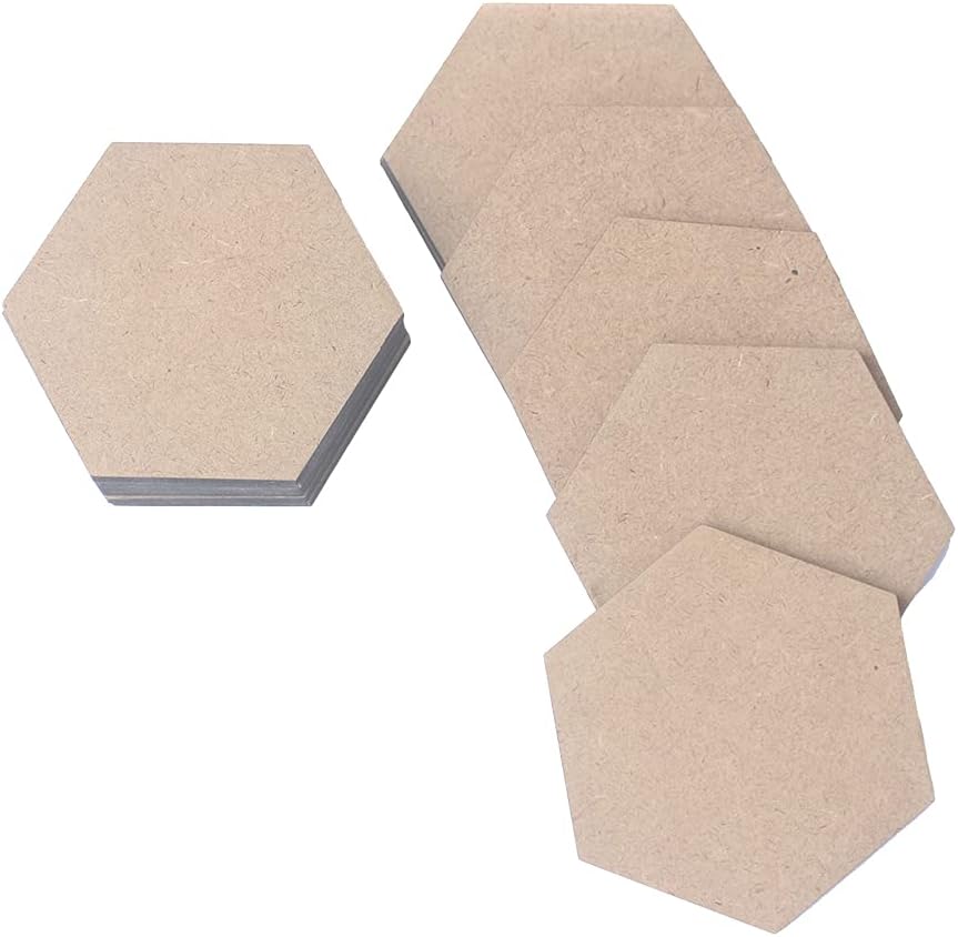 IVEI MDF DIY Coasters Wood Sheet Craft - MDF Plain Wooden Coasters Hexagon Shaped Blank Cutouts for Painting Wooden Sheet Craft, Decoupage, Resin Art Work & Decoration - Set of 12