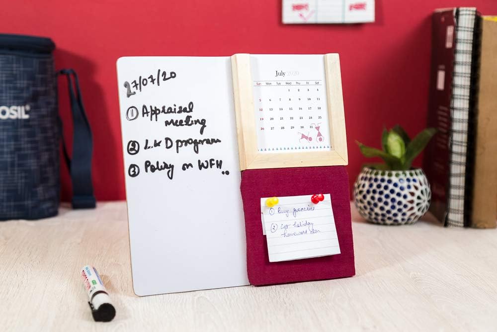 IVEI Warli Desk Calendar with Whiteboard, Pin Board & Pen Holder - Table Top Calendar Set - All-in-one Calendar Desk Organizer - Innovative gift for Office Desk Decor, School, Home