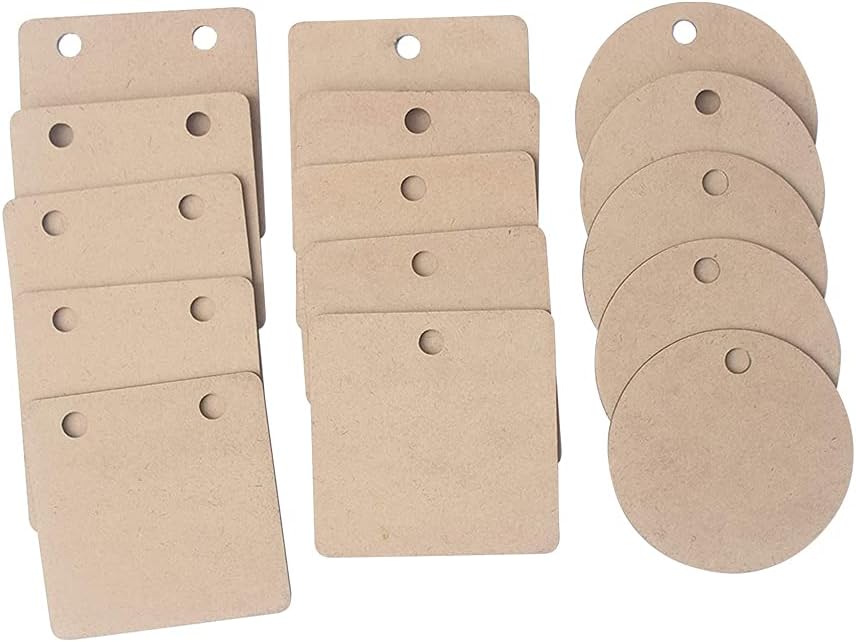 IVEI DIY MDF Shaped Pendants -MDF Cutouts Pendants - Plain, Primer MDF Blanks Pendant Cutouts - for Painting Wooden Sheet Craft, Decoupage, Resin Art Work & Decoration