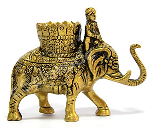 ESPLANADE Elephant Savari/Safari Brass Pen Holder for Desk, Office, and Home | Office Organiser | Desk Organizer | Pen Stand