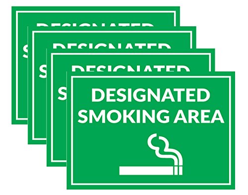 Smoking Area Signs ‚Äì 4 Pack ‚Äì Made Of PVC ‚Äì Perfect For Office Use, Business Premises, And Coffee Places ‚Äì Clear, Readable Text - Easy to Install