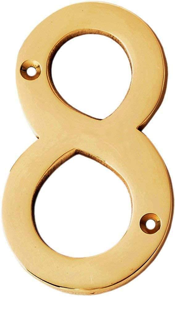 eSplanade 4" Brass House Hotel Door Number Plaque Numeric Numerical Digit 0-9 (8 (Eight))