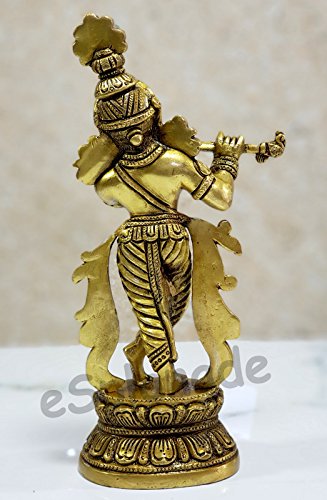 eSplanade - Krishna Kishan Gopal Gopala Morpankh Idol Murti Statue Sculpture | Wall Decor - Brass