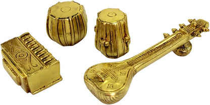 eSplanade Brass Miniature Musical Set - Veena Sitar Tabla and Harmonium Set | Home Decor Showpiece | Home Decor