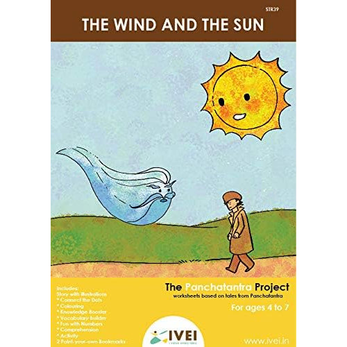 IVEI Panchatantra Story Kids Learning Book - Workbook and 2 DIY Bookmarks - Colouring Activity Worksheets - Creative Fun Activity and Education for Kids - The Wind and The Sun ( Age 4 to 7 Years )