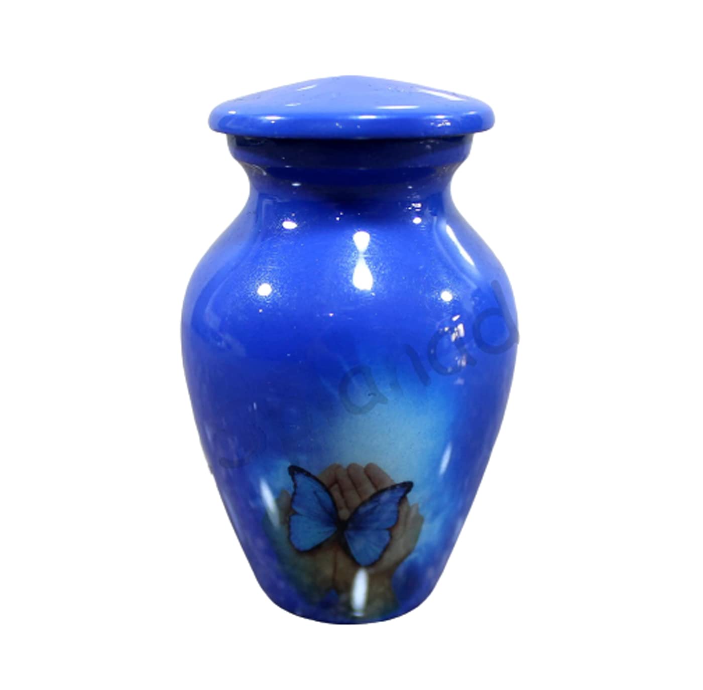 eSplanade Metal Mini Cremation Urn Keepsake Memorial Jar Pot Container | Small Urn for Funeral Ashes Burial | Moon with Trees Printed Keepsakes | Blue - 3" Inches