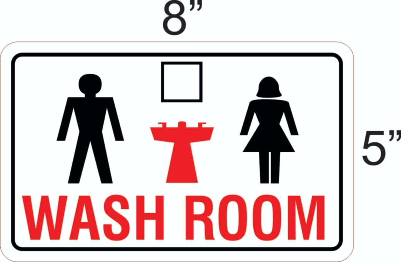 eSplanade Toilet Restroom Wash Room Sign Decal Sticker - Easy to Mount Weather Resistant Long Lasting Ink Size (8" x 5")