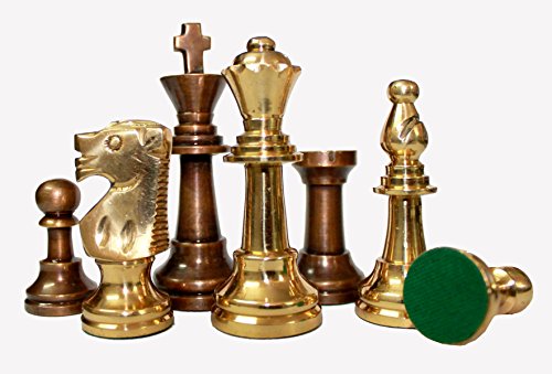 StonKraft Brass Wooden Chess Pieces Pawns Chessmen Figure Figurine Pieces Coins (3.5" King)