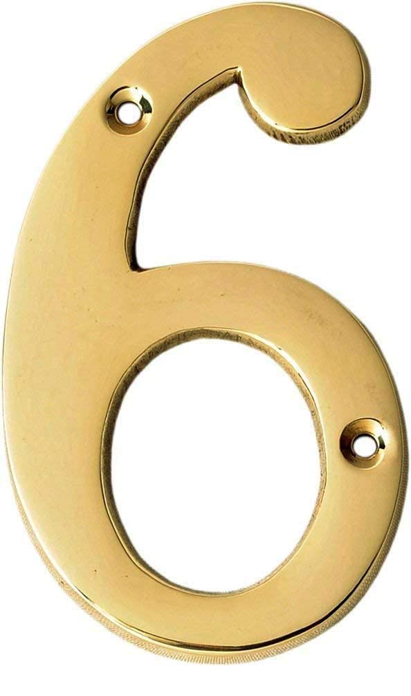 eSplanade 4" Brass House Hotel Door Number Plaque Numeric Numerical Digit 0-9 (0 (Zero))